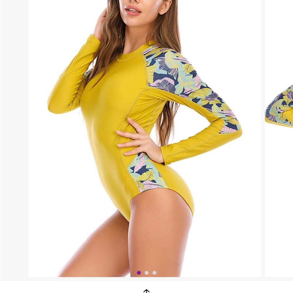 Yellow tropical long sleeve rashguard